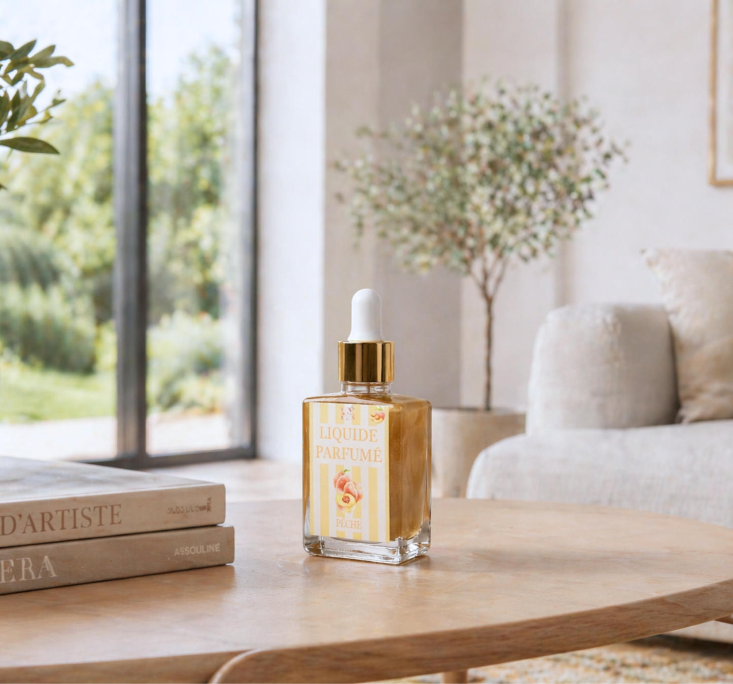 Liquide parfumé pêche fait main - parfum de Grasse doux et ensoleillé - Lolynap