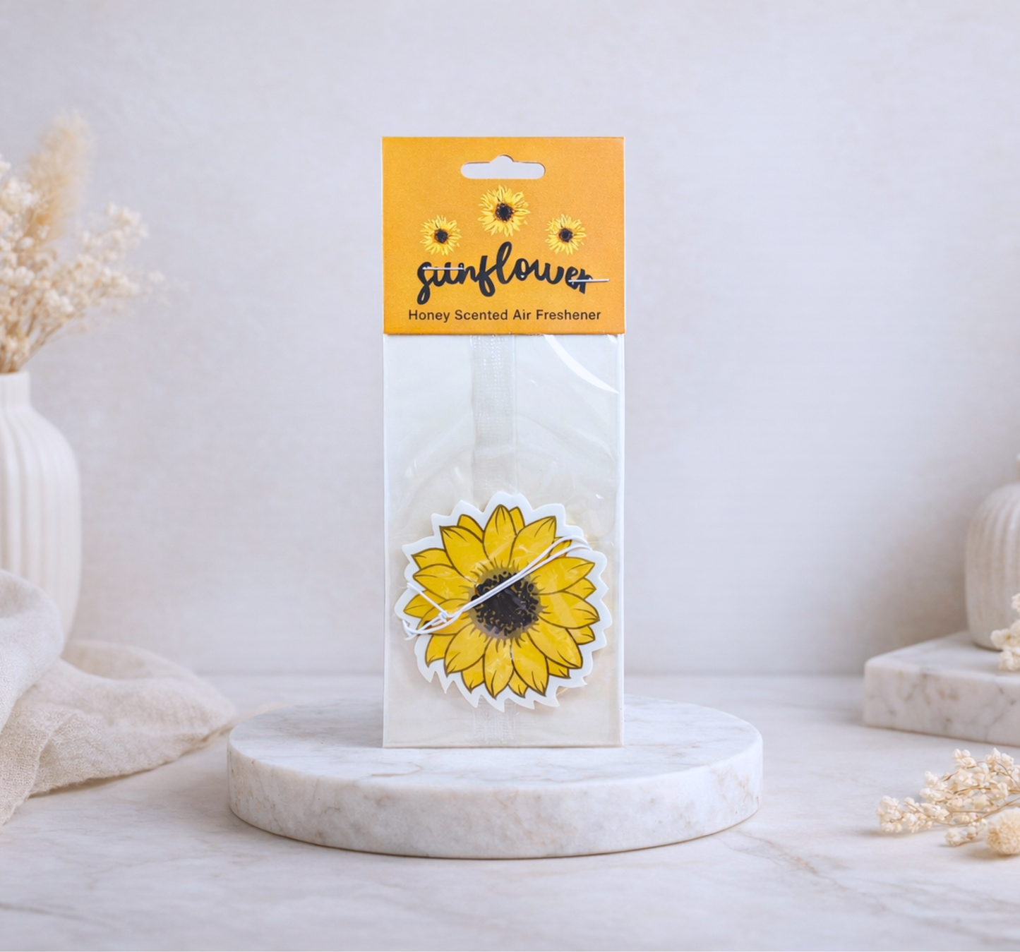Désodorisant voiture tournesol parfum miel
