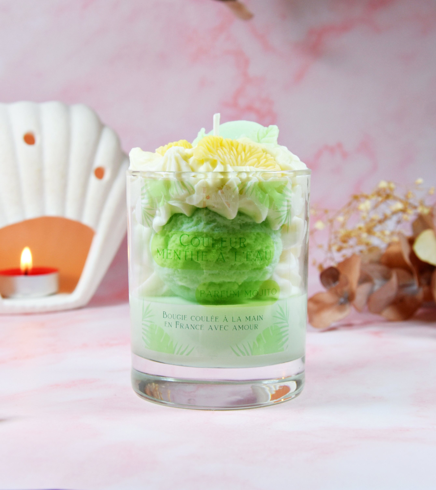 Bougie "Couleur menthe à l'eau" parfum mojito