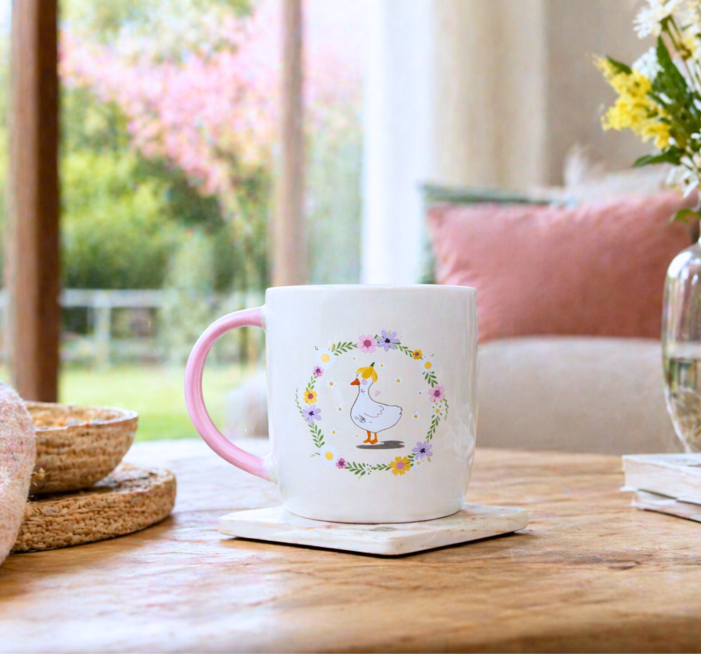 Tasse canard fleuri