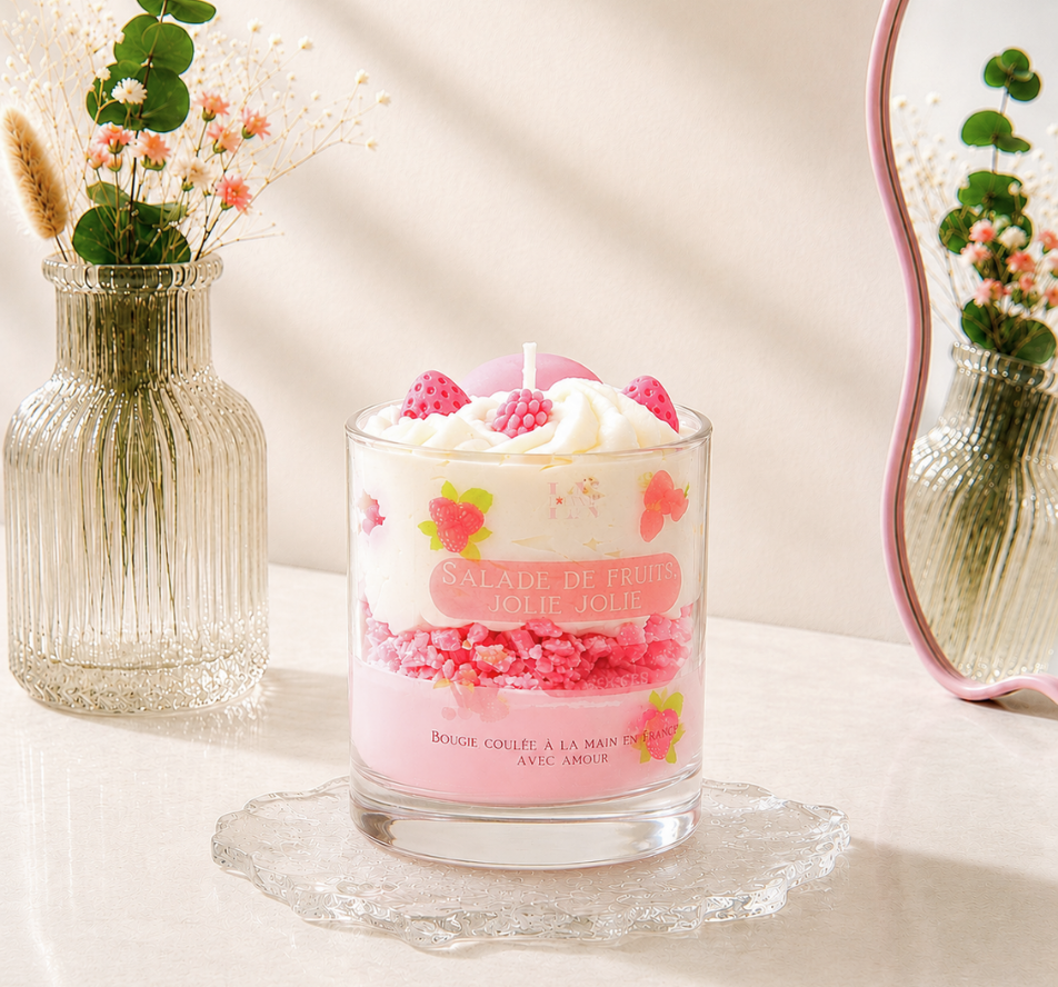 Bougie "Salade de fruits, jolie jolie" parfum fruits rouges