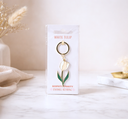 Porte-clé tulipe blanche