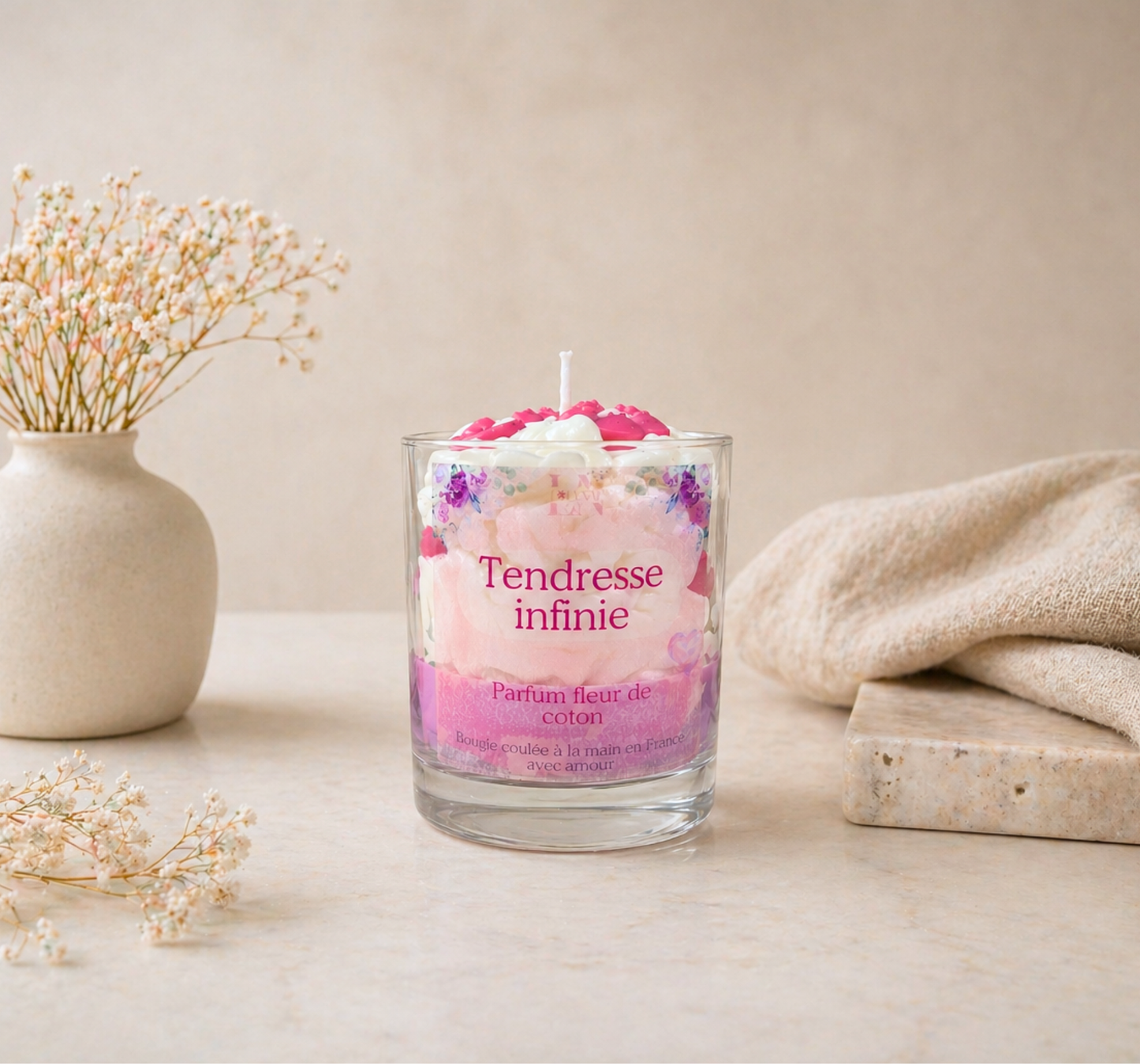 Bougie "Tendresse infinie" parfum fleur de coton