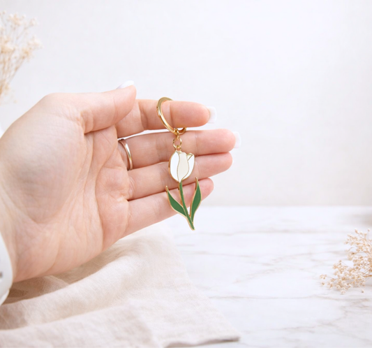 Porte-clé tulipe blanche