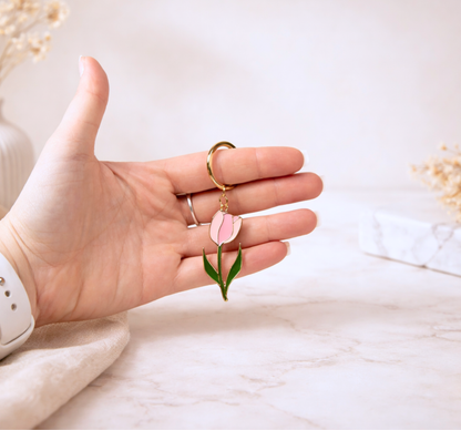 Porte-clé tulipe rose