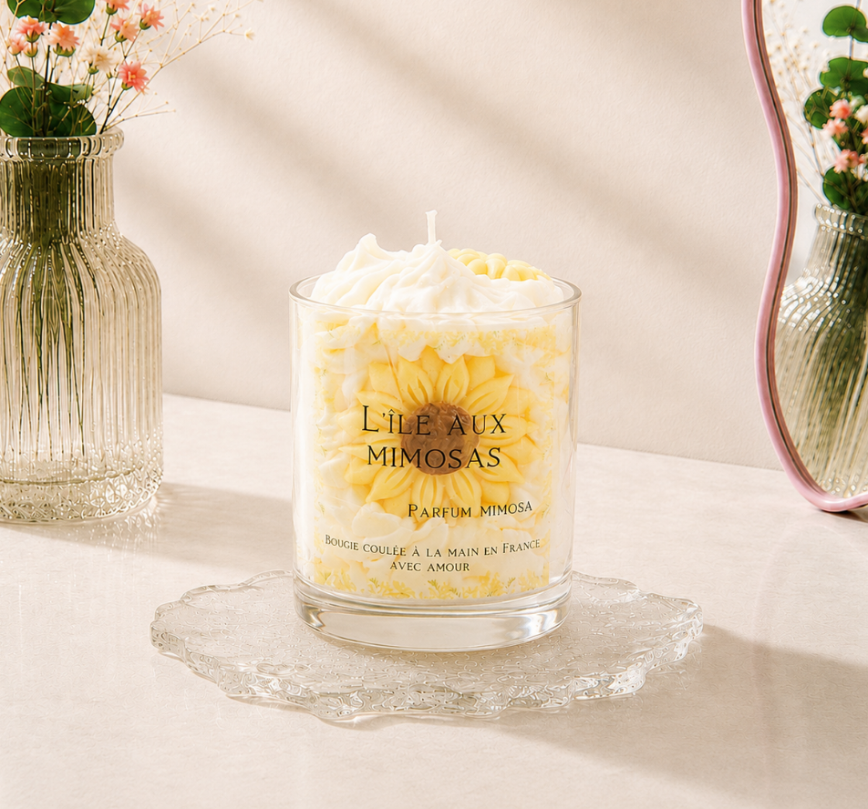 Bougie "L'île aux mimosas" parfum mimosa
