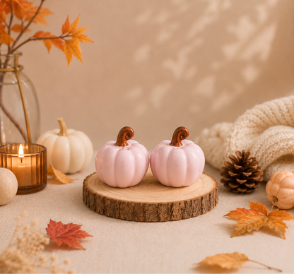 Salière et poivrière Citrouilles roses — Déco de table automnale