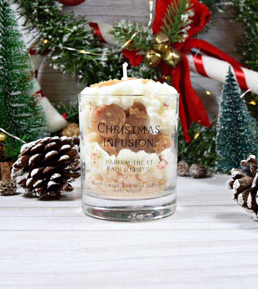 Bougie Noël "Christmas infusion" parfum thé et pain d'épices
