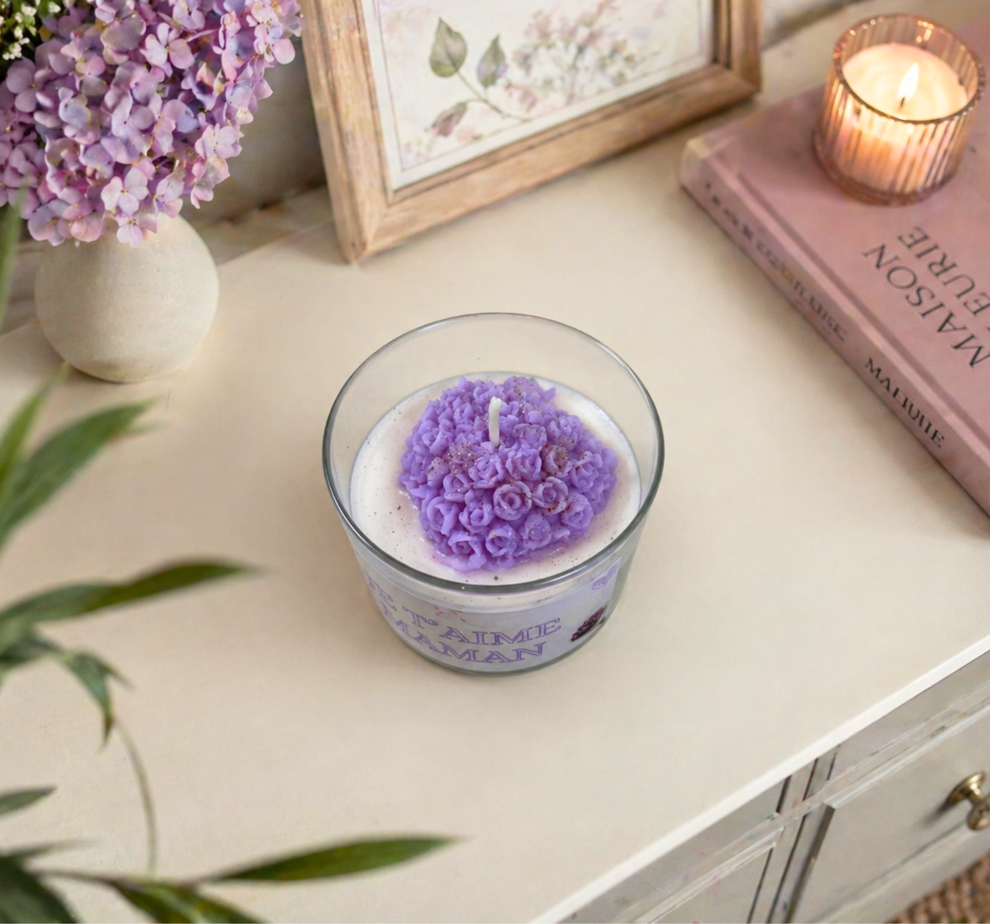 Bougie "Je t'aime Maman" parfum linge propre
