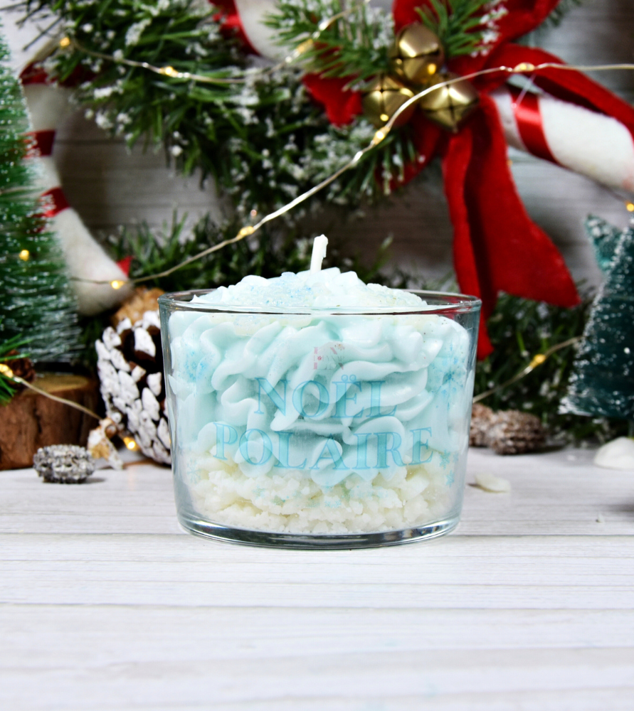 Bougie "Noël polaire" parfum bois de santal