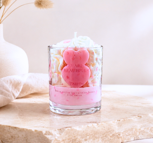 Bougie gourmande parfumée à l'ambre You are so beautiful - cire de soja végétale - Lolynap
