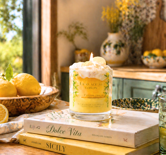 Bougie gourmande parfum citron meringué La glace au citron - cire de soja végétale - Lolynap
