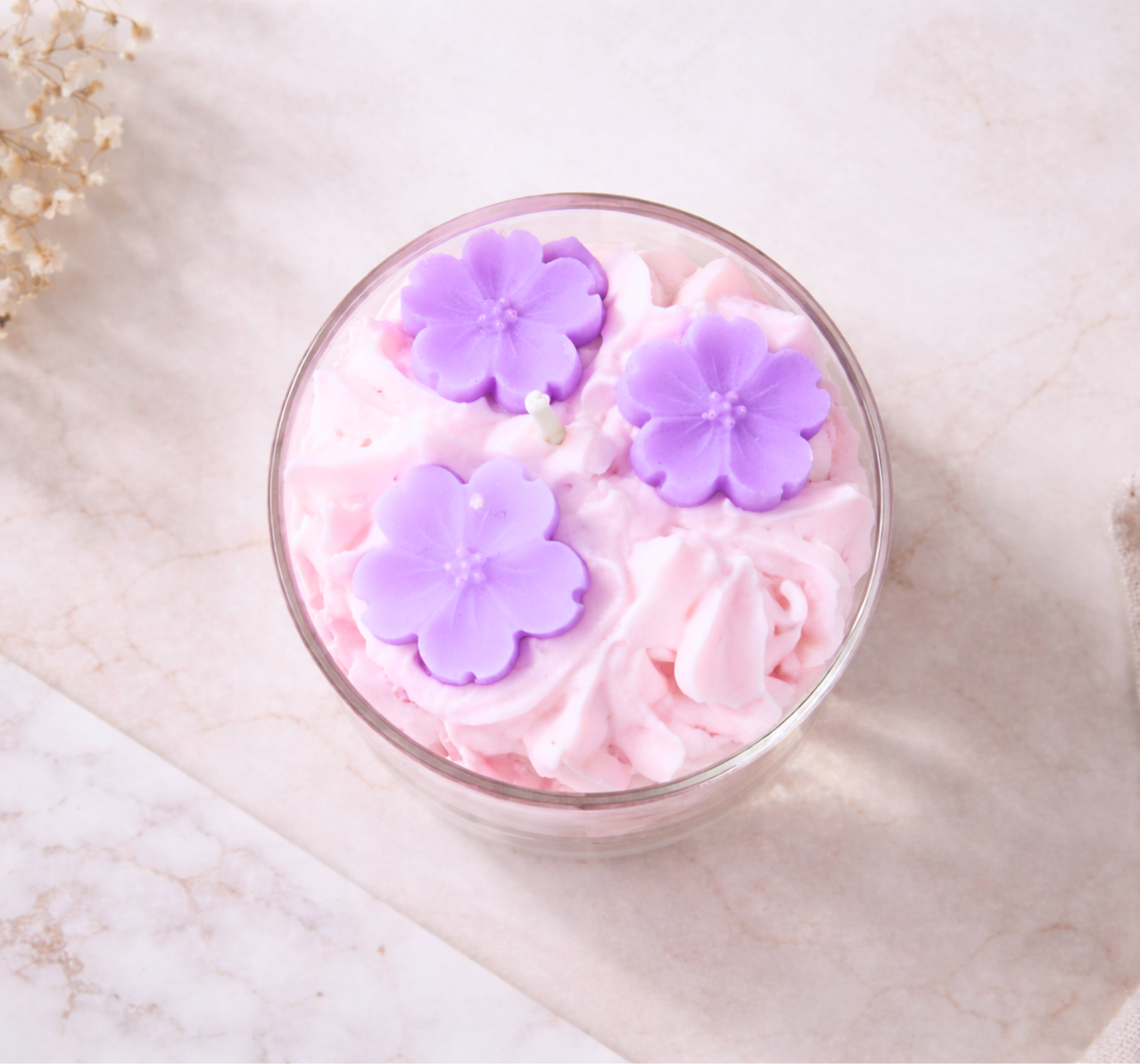 Bougie gourmande fleur de cerisier musc vanille - décoration printanière - Lolynap