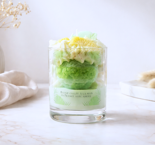 Bougie gourmande parfum mojito Couleur menthe à l'eau - cire de soja végétale - Lolynap