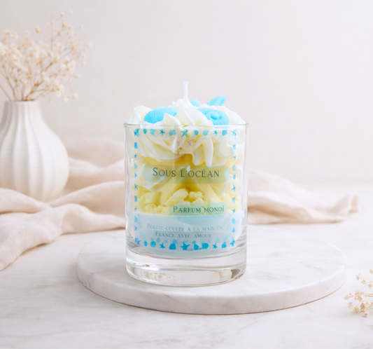 Bougie parfumée monoï Sous l'océan - cire de soja végétale - ambiance polynésienne tropicale - Lolynap