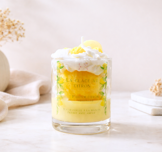 Bougie gourmande parfum citron meringué La glace au citron - cire de soja végétale - Lolynap