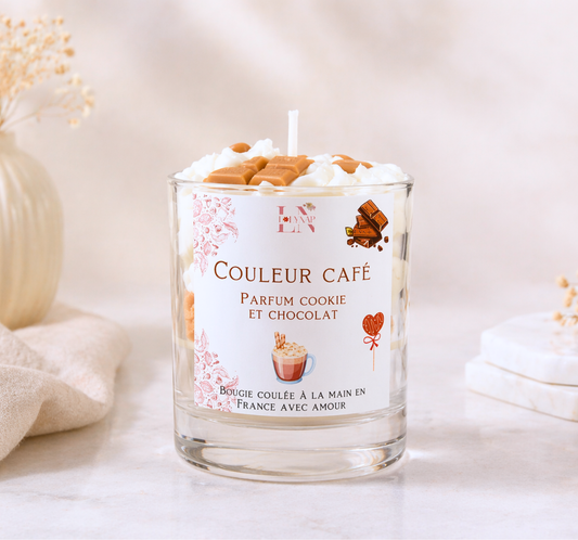Bougie gourmande parfum cookie chocolat Couleur café - cire de soja végétale - Lolynap
