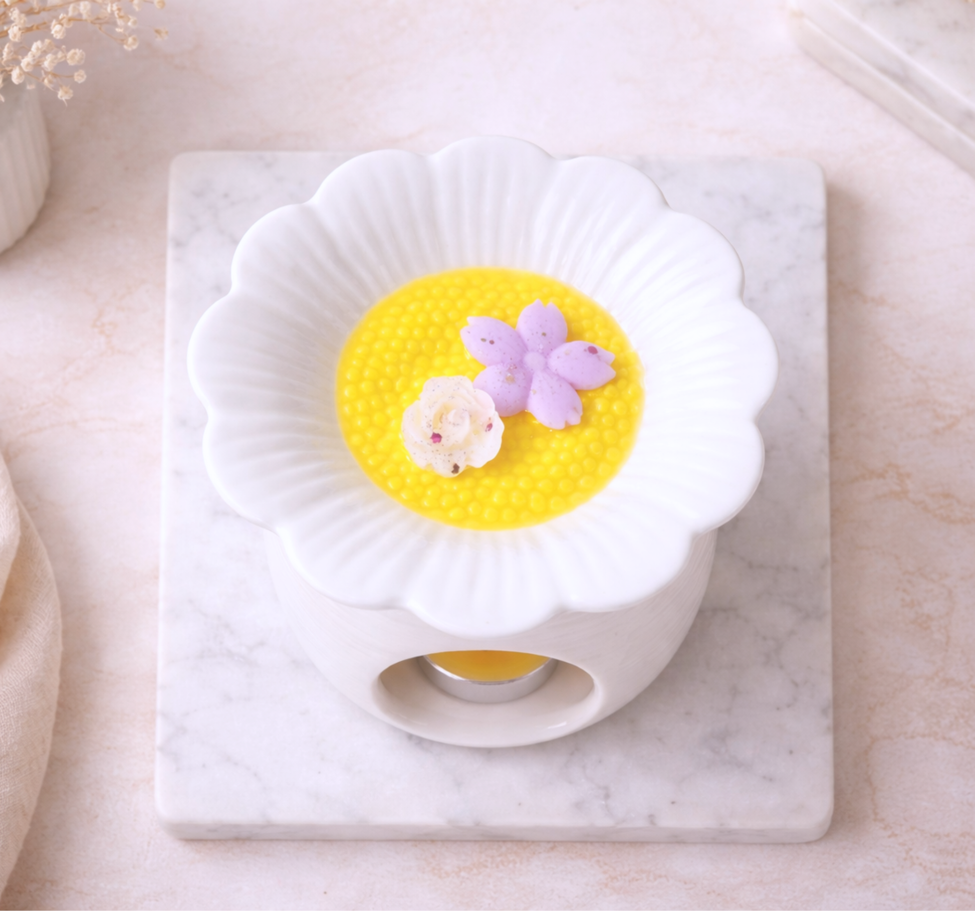 Diffuseur de parfum Marguerite style fleur - pour fondants et liquides parfumés - Lolynap