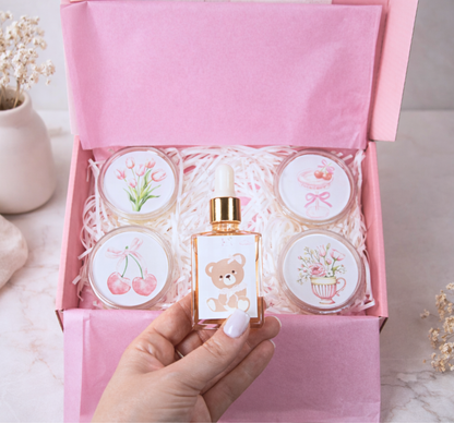 Coffret cadeau cocooning rose - fondants linge propre cachemire fleur de coton - fait main - Lolynap