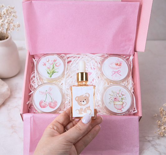 Coffret cadeau cocooning rose - fondants linge propre cachemire fleur de coton - fait main - Lolynap