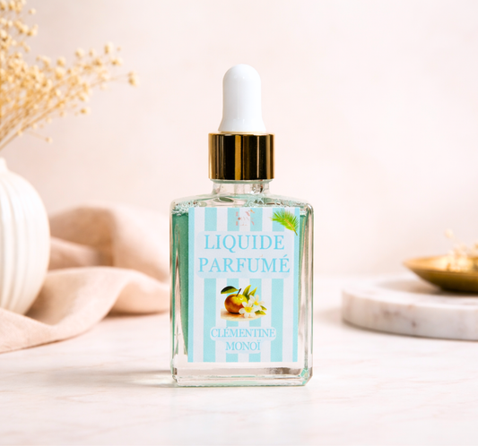 Liquide parfumé clémentine monoï pour brûle-parfum - senteur fruitée et exotique - Lolynap
