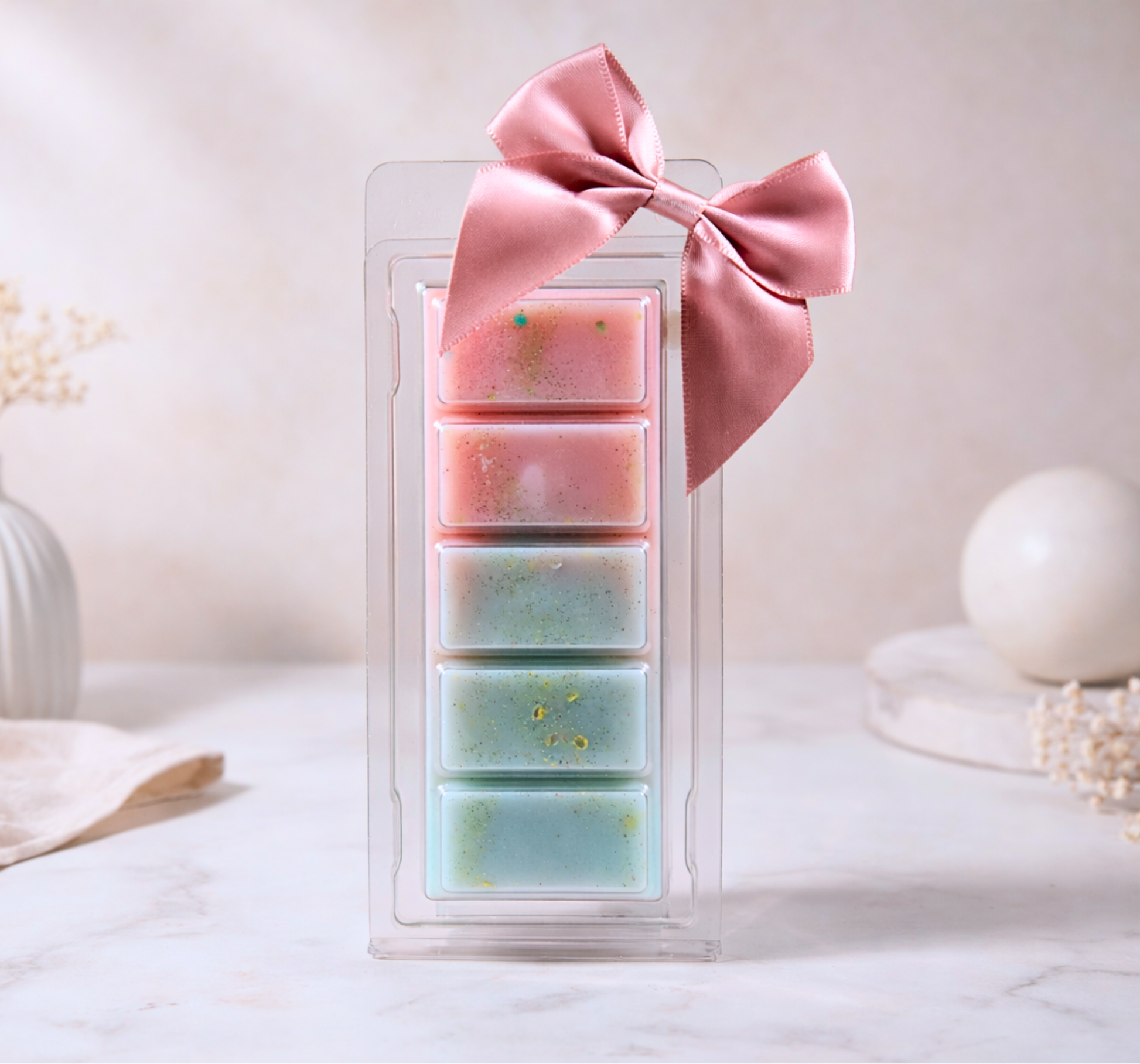 Tablette parfumée Thalia linge propre pour brûle-parfum - design rose et bleu - cire d'olive végétale - Lolynap